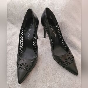 Stuart Weitzman Black Geometric Cutout Pumps Size 8
